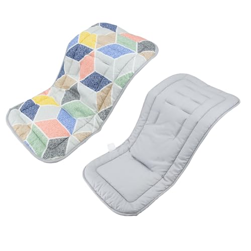 Image of Miracle Baby Stroller Cushion Pad, 100% Cotton Breathable & Reversible Baby Seat Liner, Universal Fit for Toddler Car Seat Stroller High Chair, 34x78cm, 1 Pack
