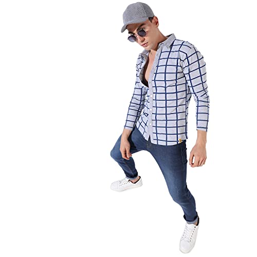 Image of campus sutra Men's Collared Button Up Regular Fit Shirt For Casual Wear | Premium Stretchable Cotton Regular Fit Shirt Crafted With Regular Sleeve, Comfort Fit & High-Performance For Everyday Wear