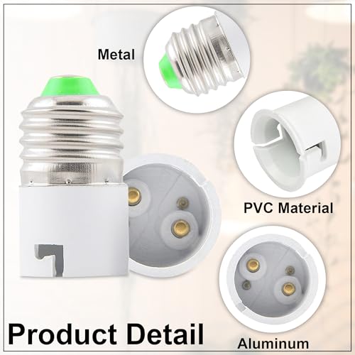 Image of GLUN LED Bulb Holder Converter, Pack of 4 (E27 Ring to B22 Pin) Holder Converter Base, Light Bulb Socket, For Office, Basement, Pantry Room, & Home Use
