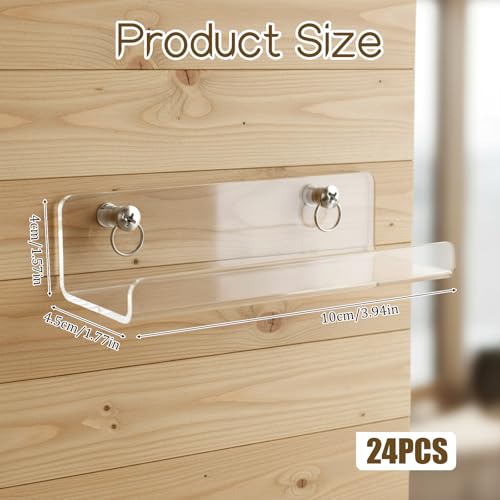 24 Pack Record Wall Mount Self Adhesive Vinyl Wall Display, Clear Acrylic Record Holder Mount, Invisible Shelf Display Racks for Displaying Album Covers CD Pictures