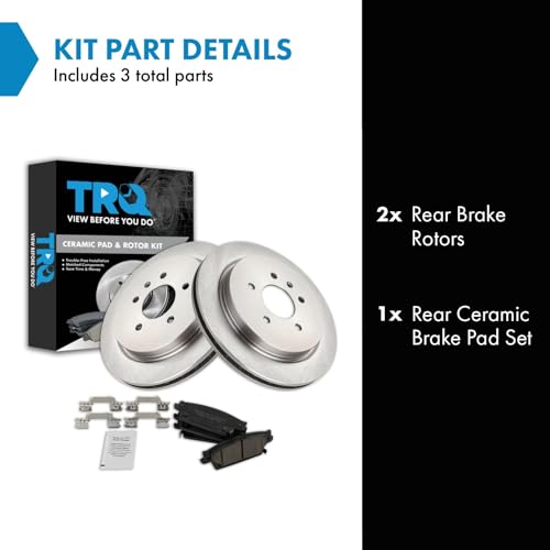 Image of TRQ Rear Brake Pad and Rotor Set Ceramic Compatible with 2006-2007 Cadillac CTS 2005-2009 STS