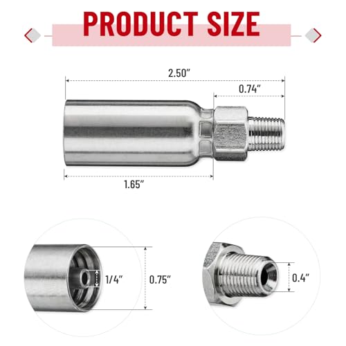 Image of 12 Pack 1 /8 inch NPTF Hydraulic Hose Fittings, 1 /4 inch I.D. Hose x 1 /8 inch NPTF Male with Protection Cover Hydraulic Hose End Crimp Fitting Kits