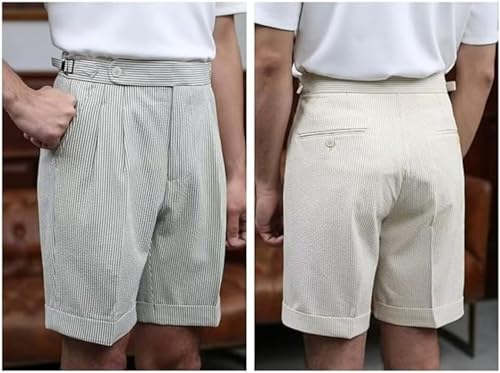 Seersucker Suits with Shorts for Men Casual 2 Piece Striped Summer Beach Wedding Suit4