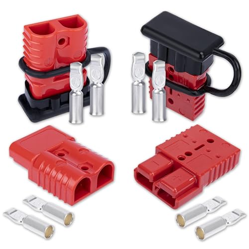 BFXM Anderson Connector 4 Pcs, 175 Amp 12v Batteries Quick Connect/Disconnect Plug Kit, Connectors for 1/0 AWG Cables, for Car Bike ATV Winches Lifts Motors More, Red
