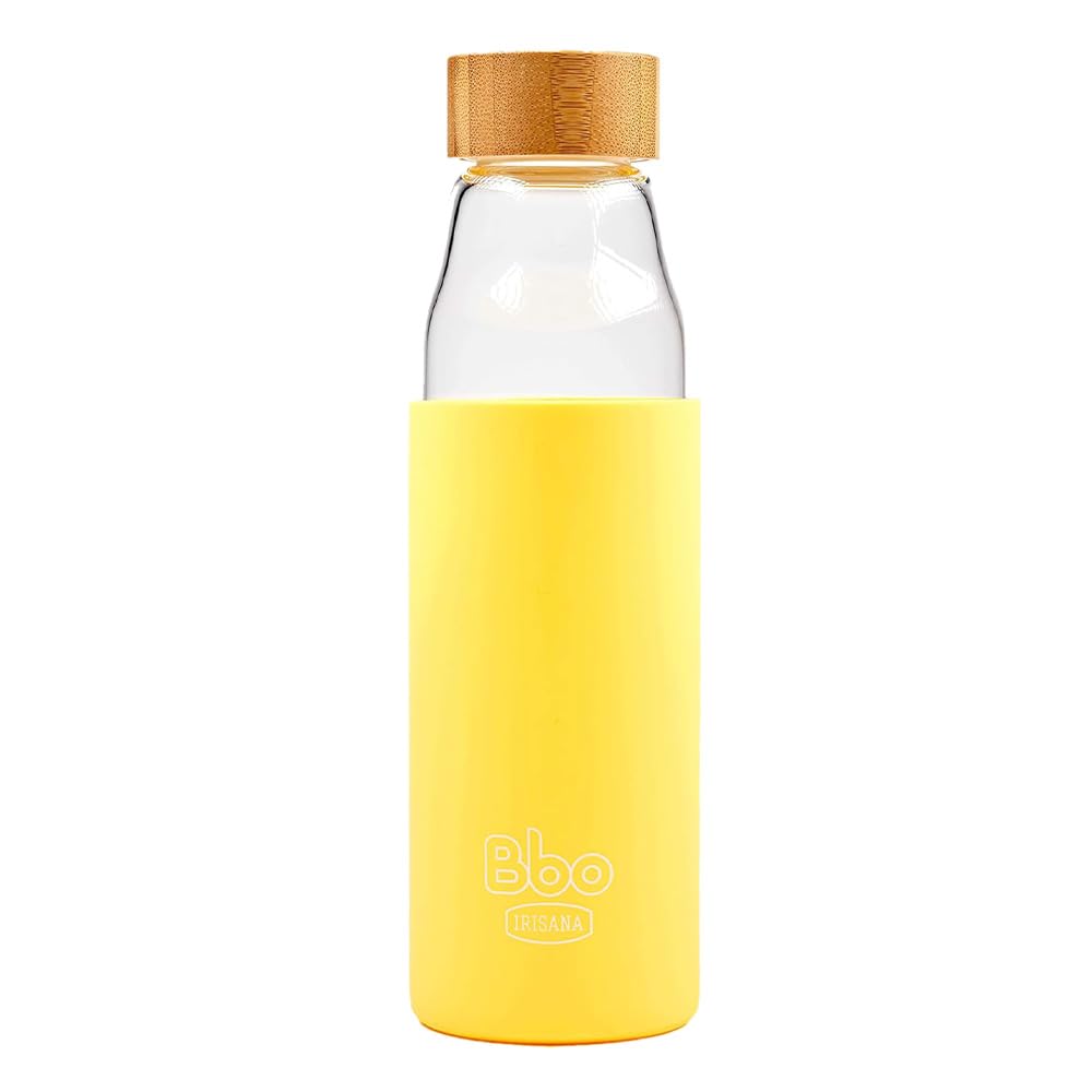 Irisana Glas-Wasserflasche 550 Ml – Borosilikatglas Mit Neoprenhülle, Spülmaschinenfest & Auslaufsicher, Für Sport & Alltag