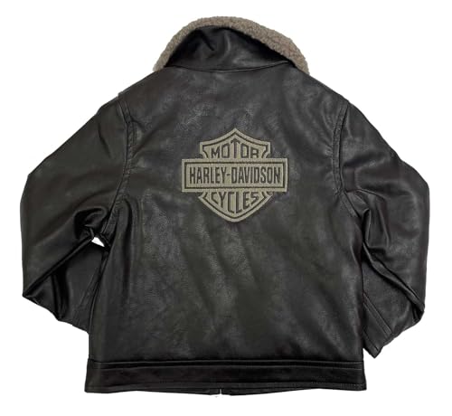 Harley-Davidson Boys' Bar & Shield Logo Faux Leather Sherpa Collared Jacket2