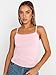 Trendy Queen Womens Tank Summer Tops Spring 2026 Camisole Square Neck Teen Y2k Cute Spaghetti Crop Going Out Girls Sleeveless Fashion Shirts Clothes Outfits Basic Workout Gym Casual Baby Pink L