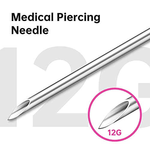 Gospire 30Pcs 12G Piercing Needles for Nose Ear Stainless Steel Needles Tattoo Supplies Disposable Body Piercing Needles Sterilized Surgical Steel (12G-30pcs)