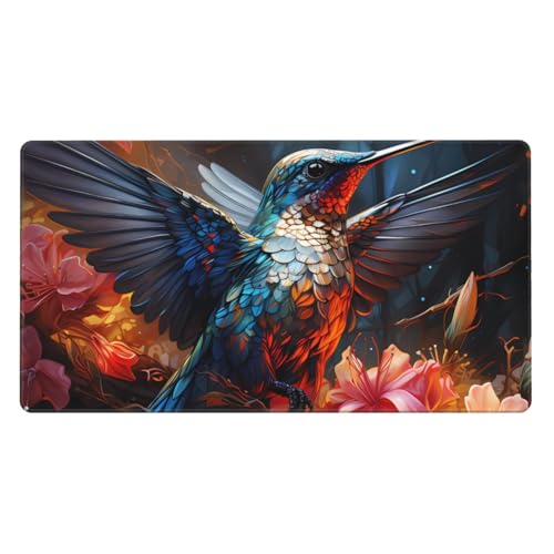 Tapis de souris extra large avec verrouillage précis des bords motif colibri