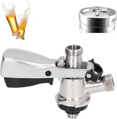 Tissting Kegverschluss Zapfkopf Typ S G5/8 Gewinde Keg Zapfkopf mit Überdruckventil, 304 Edelstahl Bier Bierfass Zapfanlage Flachkeg Bierzapfköpfe für Heimbrausystem