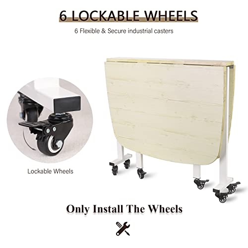 Rukulin Foldable Kitchen Table Dining Room Table Mobile Space Sav