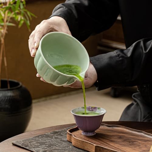 Matcha Whisk Set, Matcha Set Includes Ceramic Matcha Bowl, Bamboo Whisk, Scoop, Chasen Holder, Sifter - 5 Pcs Perfect Matcha Kit for Macha Lover (Emerald Green)