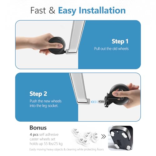 image for Avoeco Office Chair Wheels Replacement Set of 5-Rubber Chair Casters f