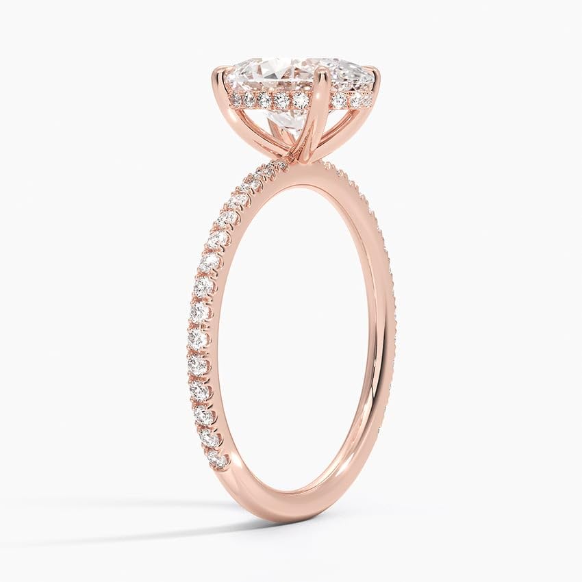 1-3 CT Oval Moissanite Engagement Ring – 4 Prong, Hidden Halo, Semi Eternity Pave Setting 10K 14K 18K Solid Gold & 925 Sterling Silver, Moissanite Ring For Women, Ready to Gift3