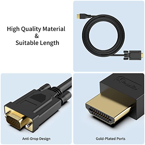 Fairikabe HDMI to VGA Cable 6Ft, Adapter 1080P 60Hz, Unidirectional HDMI Male to VGA Male for Monitor, Laptop, PC, Projector, TV - Thumbnail 6