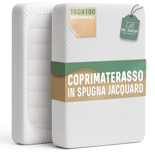 BCSHOP Coprimaterasso Matrimoniale 160x190cm Spugna Jacquard