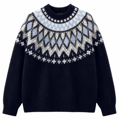 Women's Fair Isle Sweater Long Sleeve Fall Vintage Halloween Knit Pullover - image 3