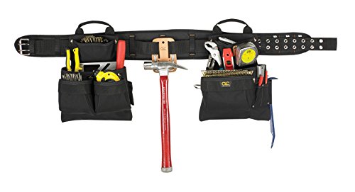 CLC Custom Leathercraft 5608 4 Piece Carpenter's Combo Tool Belt, Double-Tongue Steel Roller Buckle, 17-Pocket