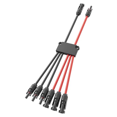 Pjerjzn Solar Panel Connector 6 to 2 Solar Y Branch Connectors PV Panels Parallel Connectors Kit Adapter Waterproof Wire Plug Tool for Solar Panel(1 Pcak MF/FFFMMM)