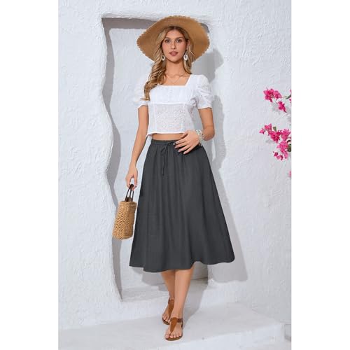 Image of Witsmile Women's Summer Pleated High Waisted Casual Flowy Skirt Pockets