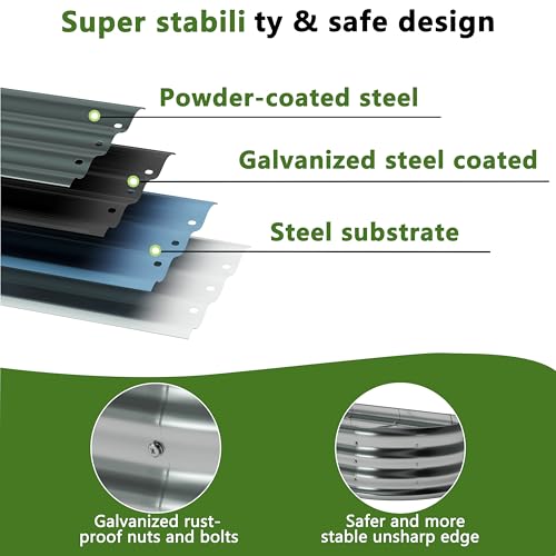 Foxlang 6x3x1ft(2 Pack) Galvanized Oval Raised Garden Bed,Outdoor Planter Box Metal Patio Kit Planting Bed for Vegetables Flowers Herb,Silver by Foxlang - Image 3