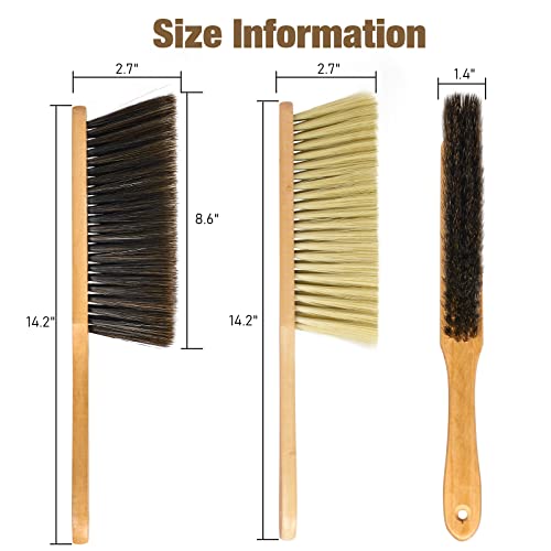 Xxflower Hand Broom, Dust Brush,Wooden Handle Duster For Counter, Bench, Car, Furniture, Bed, Woodworking Cleaning, Soft & Stiff Bristle Brushes, 2Pcs #TOP1