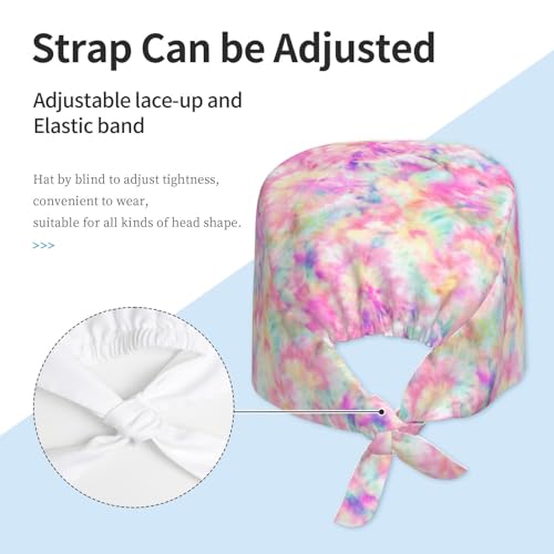 Image of Working Cap Scrub Cap with Sweatband Adjustable Unisex Women Tie Back Hat Nurse Surgical Caps