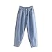 Produktbild NOBRAND Damen Streetwear Plissee Mom Jeans Hohe Taille Lose Slouchy Jeans Taschen Boyfriend Pants Casual Damen Denim Hosen | Jeans Gr. L, hellblau
