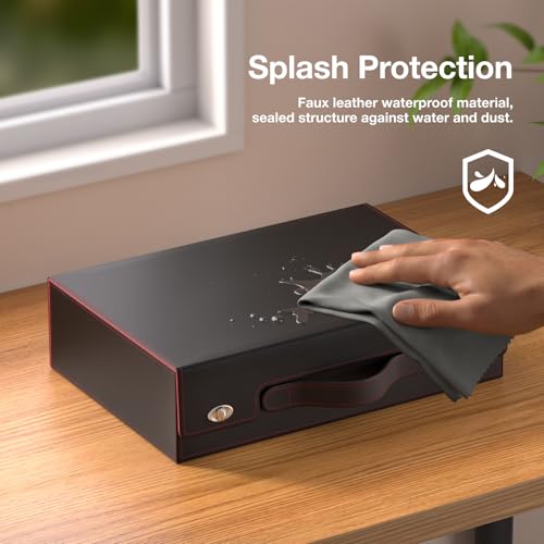 Image of 3900+ Trading Card Storage Box with Handle and Lock, Black Red | 5-Row MTG Card Case, Commander Display Window, Secure Mechanical Lock, Portable Handle for Easy Transport, Sports Collectors