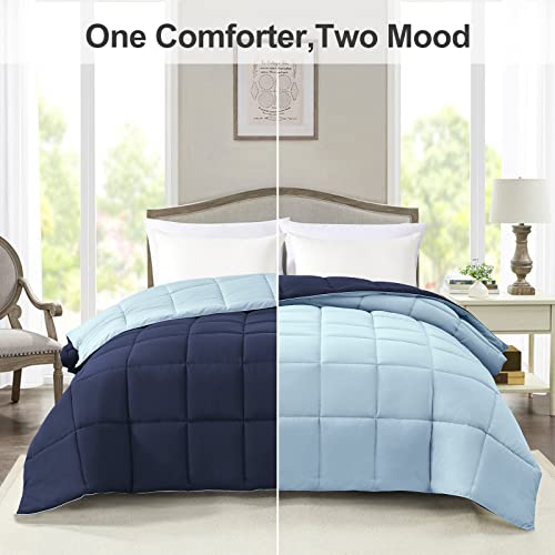 Homelike Moment Comforters Queen Size - Blue Duvet Insert Down Alternative Bed Queen Comforter, Lightweight Bedding Comforter Full Size Quilted Soft All Season Reversible Navy/Light Blue by Homelike Moment - Image 2