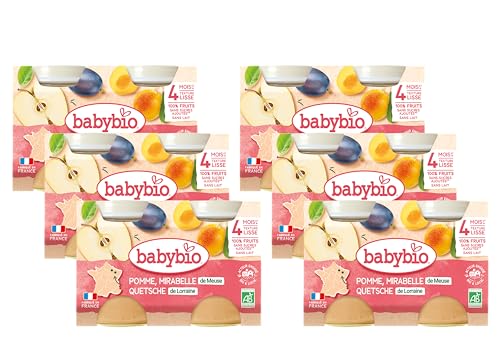 Babybio Pots Mirabelle de Meurthe et Moselle Pomme de Nouvelle Aquitaine 260 g - Lot de 6