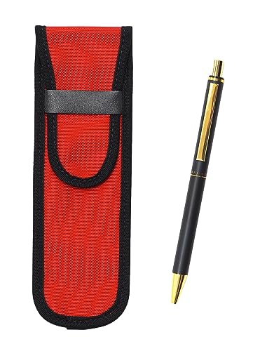 布ペンケース赤 NQ25標準サイズ金属ストレートノック・ダブルアルマイト加工リングボールペンセット 黒 3個パック T23-NK02R-NQ25B-B-3