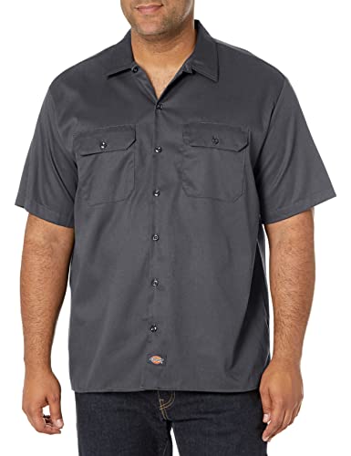 Image of Dickies Men's Short Sleeve Flex Work Shirt - Mechanic & Construction Button Down Shirt, Durable Twill