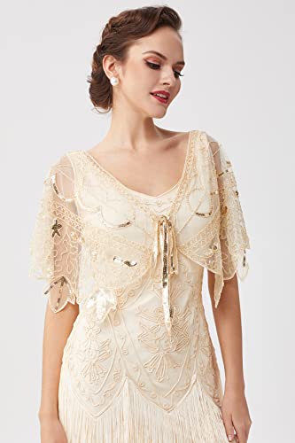 BABEYOND 1920s Shawl Wraps Sequin Beaded Evening Cape Bridal Shawl Bolero Flapper Women Cover Up2