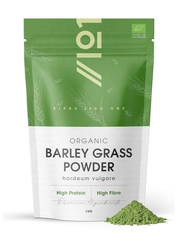 Organic Barley Grass Powder 1kg Rich in Amino Acids Resealable and Recyclable Pouch by Alpha01