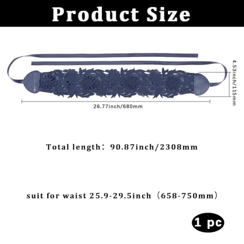 Lace Up Waist Belt Boho Flower Corset Wide Faux Leather Tie Wrap Belts for Women Dresses Clothes Shirts Costume2