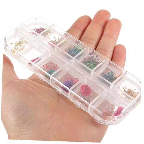 TEHAUX 6 Caixas Com Epóxi Preenchido Com Flores Secas Marcador De Plantas Adesivos De Metal Adesivos