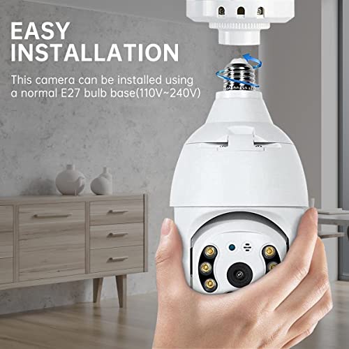 2Mp Wireless Light Bulb Camera, 2 Pack Light Bulb Camera Wifi Outdoor For Home Security, Light Socket Security Cameras 360 Degree Color Night Vision, 24/7 Recording Motion Auto Tracking 2-Way Audio #TOP4