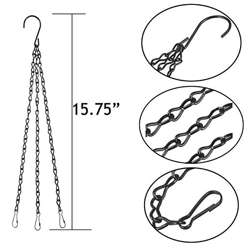 Acronde 4Pcs Black Metal Hanging Chains 3 Point Holder Anti-Rust Paint Black Chain For Bird Feeders, Planters, Lanterns, Billboard, Wind Chimes, Flower Pot Garden Outdoor Use #TOP5