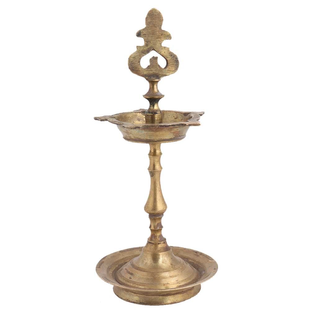 Indian-Shelf Handmade Premium Quality Classical Pital Diya for Worship God Idols Awards Pooja Oil Lamps Decorative (20 Cm)
