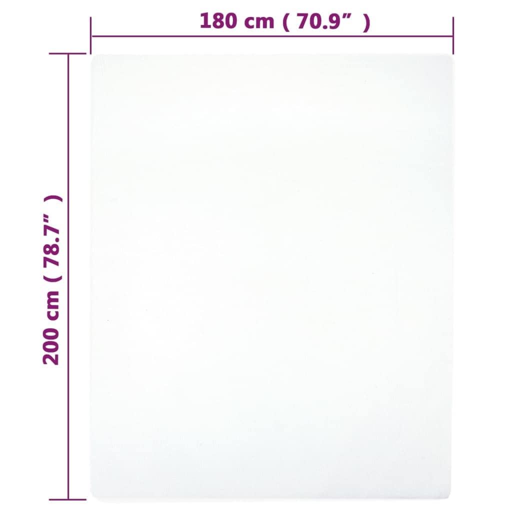 Furniture select-Jersey prześcieradło z gumką 2 szt. białe 180 x 200 cm bawełna
