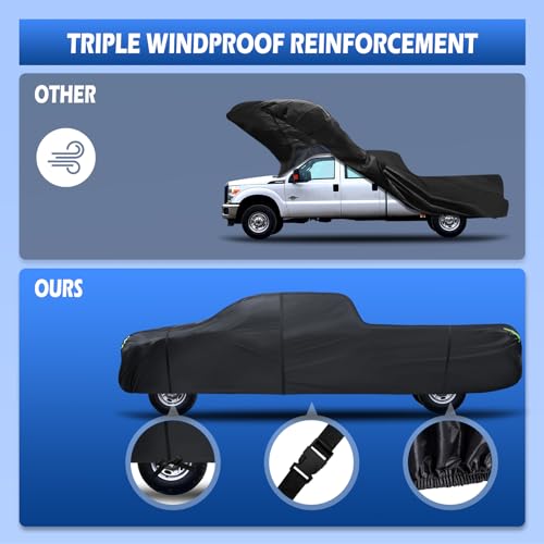 Image of Truck Cover Waterproof All Weather, 6 Layers Pickup Cover Fit for Ford F250 /F350, Chevrolet Silverado, Ram 2500, Gmc Sierra, See Size Chart (T5 Fit Truck Length Up to 266 inch)