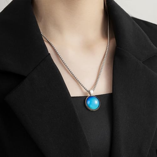 Lihan1028 Round Shaped Temperature Sensing Color Changing Pendant Mood Necklace thumb #4
