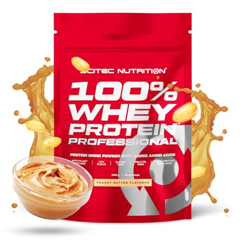 Scitec Nutrition 100% Whey Protein Professional - Mejorada con Aminoácidos Extra y Enzimas Digestivas - Sin gluten - Sin aceite de palma, 500 g, Mantequilla de cacahuates