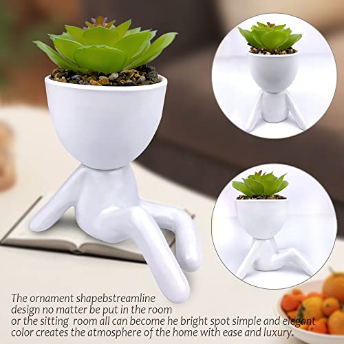 ODIWEN 2 PCS Mini Fake Succulents Mini Artificial Succulent Desk Plant in Pots - Image 4