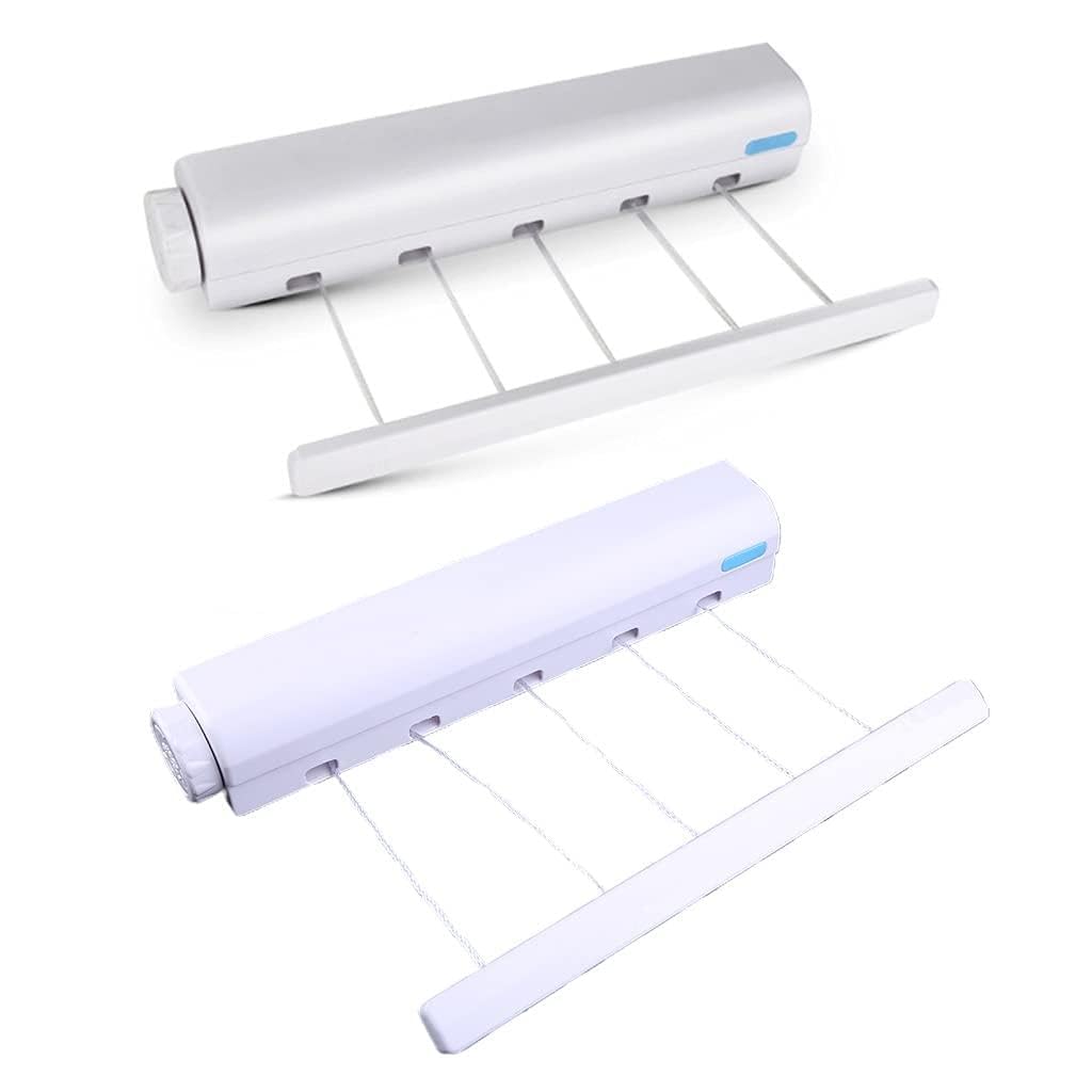 Wall Mounted Laundry Washing Line Drying Rack Retractable Clothesline Outdoor Indoor Wall Mounted Clothes Dryer Line Clotheslines Laundry Washing Clothesline Buckle Clothes Drying Clothing Rack Pins
