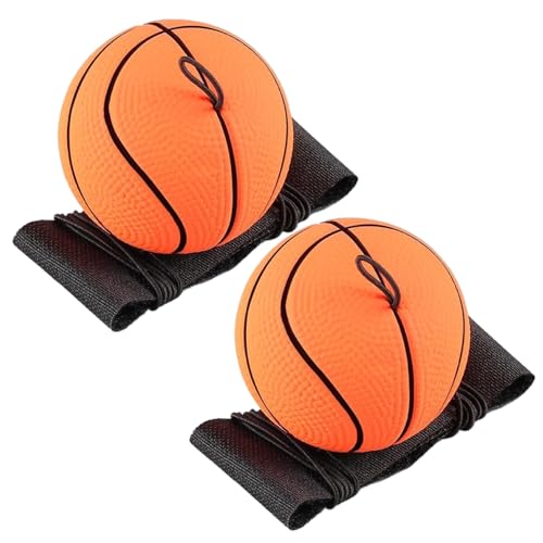 Odoukey 2 Stück Rebound-Bälle mit Handschlaufe, 60 mm, Gummi-Basketball-Handgelenkbälle an Einer Schnur, Rücksprung-Armband für Kinder und Erwachsene
