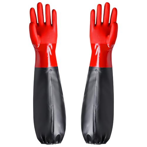 DGN Guantes de Estanque Largos, 60cm Guantes de Goma Impermeables Largo, Reutilizable Goma Guantes Trabajo para Jardinería, Pesca, Acuarios y Maquinaria Industria