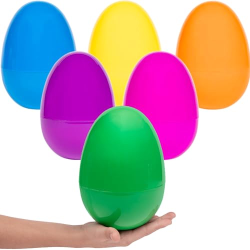 Image of Chochkees Massive Multicolor Fillable Easter Eggs Colorful Bright Plastic Easter Eggs, Stands Upright, Perfect For Easter Egg Hunt, Surprise Egg, Assorted Colors, 8 inch Fillable Eggs (2-Pack)