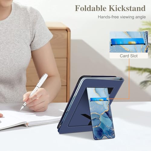 Image of Fintie Case for 7 inch /6.8 inch Kindle Paperwhite(12th /11th Generation-2024 /2021) and Kindle Colorsoft Signature Edition -Slim Foldable Stand Cover Auto Wake /Sleep for Paperwhite 2024, Ocean Marble